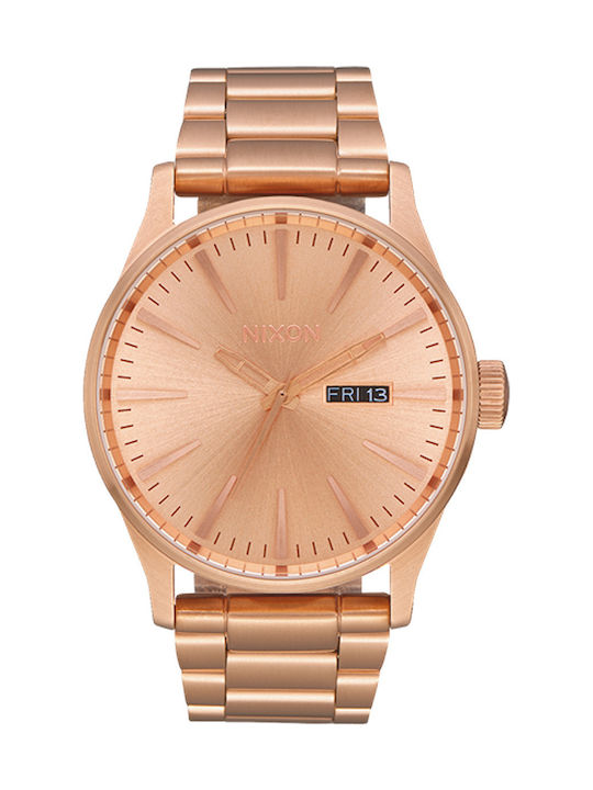 Nixon Ceas Barbati 42mm Baterie cu Brățară din Metal Rose Gold