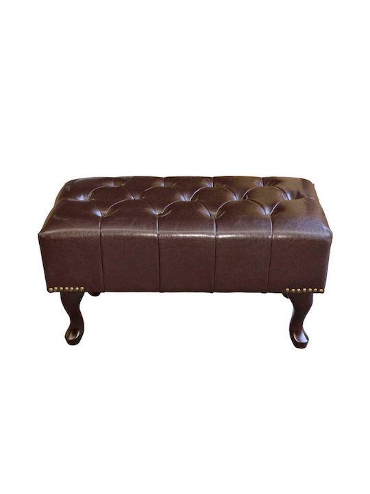 Stool Bench Stool Upholstered with Leatherette Chesterfield Emma Brown 80x46x42cm