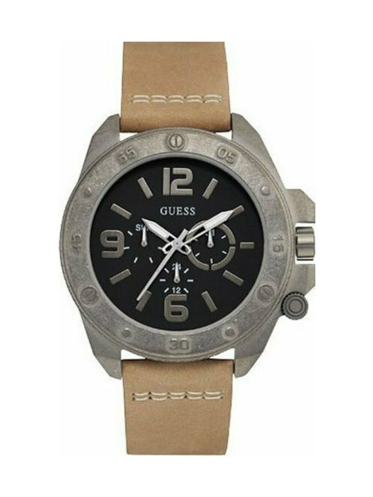 Guess Viper Uhr Chronograph Batterie mit Beige Lederarmband