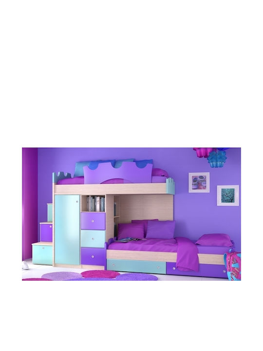 Koufonisia 5 Pat pentru Copii Cușeta Single Multicolor pentru Saltea 90x190cm