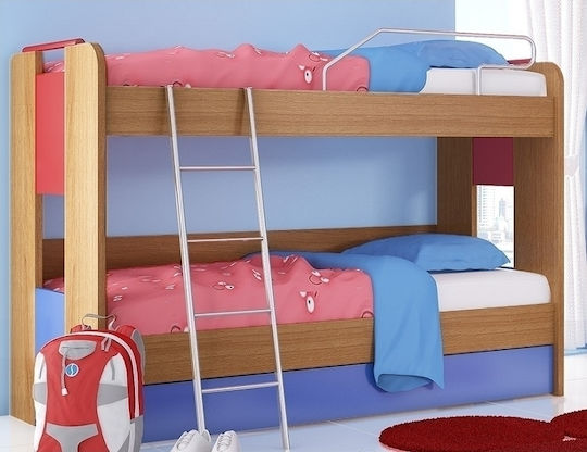 Samos 3 Pat pentru Copii Cușeta Single Multicolor pentru Saltea 90x190cm