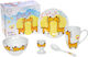 Cryspo Trio Feeding Set I Love You made of Porcelain Multicolour 5pcs