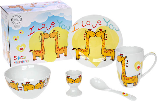 Cryspo Trio Feeding Set I Love You made of Porcelain Multicolour 5pcs