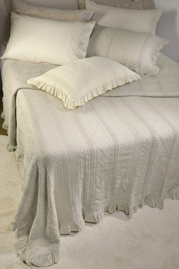 Down Town Home 454 Knitted Blanket Single 170x240cm Beige Border