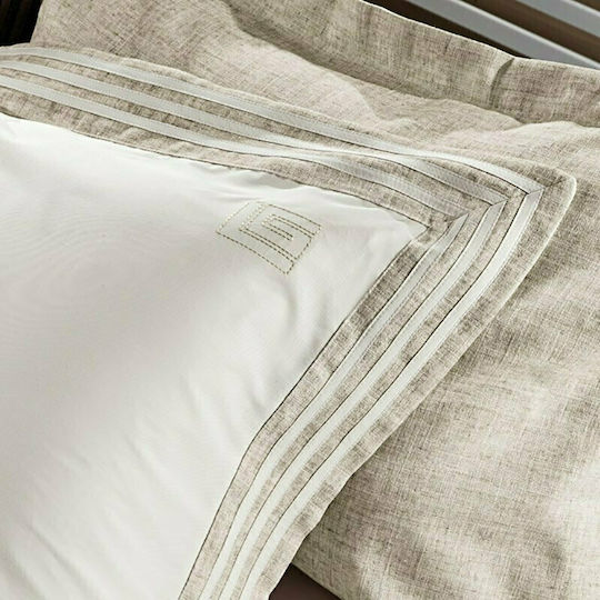 Guy Laroche Linen Σετ Μαξιλαροθήκες Oxford Natural 50x70εκ.