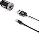 Celly Turbo Car Charger 2.4A Lightning Auto-Ladegerät 12W 2.4A mit einem Anschluss: 1xUSB mit Kabel Blitzschlag Schwarz Farbe