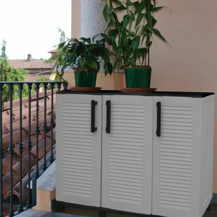 Dreiblättriger Außenschrank aus Polypropylen 102x37x89cm Dreiblättriger Außenschrank aus Polypropylen 102x37x89cm