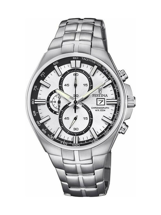 Festina Watch Chronograph Battery with Silver Metal Bracelet F6862/1