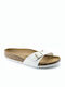 Birkenstock Madrid Birko-Flor Patent Women's Flat Sandals In White Colour