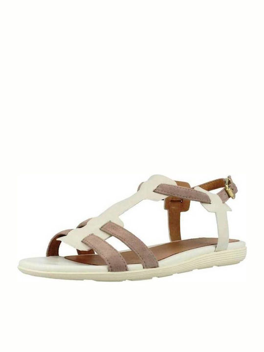 Stonefly Alisya 1 Leather Women's Flat Sandals Anatomic with Strap in Beige Color 106415 H58