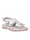 Fantasy Sandals 9005 Leder Damen Flache Sandalen Anatomisch mit Riemen White Desert S9005