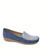 Boxer Leather Women's Loafers in Light Blue Color