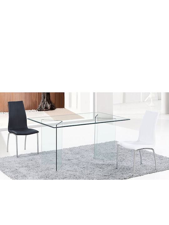 Glasser Прозрачна Правоъгълна Стъклена Маса За Кухня 150x90x75см
