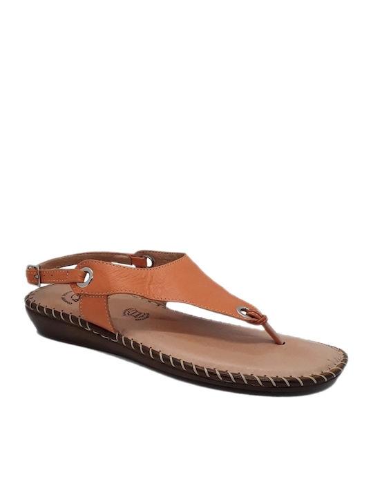 Boxer Leather Women's Flat Sandals Anatomic in Orange Color