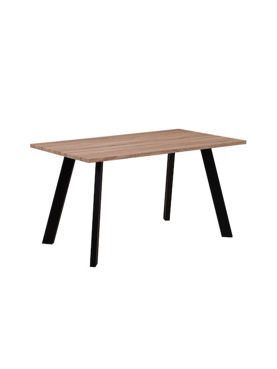 Baxter Table Dining Room Wooden with Metal Frame Sonoma 140x80x75cm