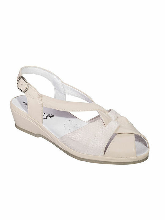 Naturelle 487Α Women's Flat Sandals Anatomic in Beige Color