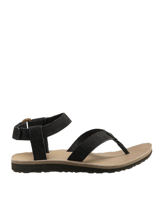 Teva Original Leder Damen Flache Sandalen in Schwarz Farbe