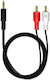 MediaRange Audio Kabel 3,5mm Stecker - RCA-Stecker Schwarz 1m mit Vergoldeten Anschlüssen