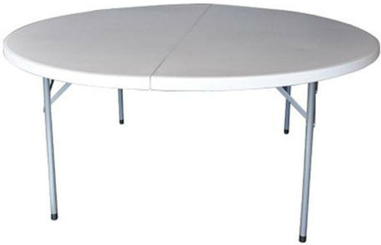 Blow-R Outdoor Dinner Foldable Table with Plastic Surface and Metal Frame White 153x153x74cm