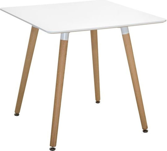 Minimal Table Kitchen Wooden White 80x80x74cm