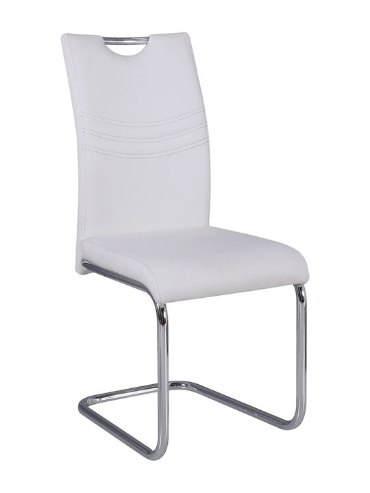 Croft Καρέκλες Τραπεζαρίας με Επένδυση Δερματίνης Λευκές 4τμχ 43x58x97εκ.