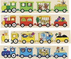 Wooden Kids Puzzle Memo Locomotives for 3++ Years 80pcs Goki