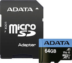 Adata Premier microSDXC 64GB Clasa 10 U1 V10 A1 UHS-I cu adaptor