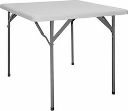 Catering Outdoor Foldable Table with Plastic Surface and Metal Frame White 80x80x74cm