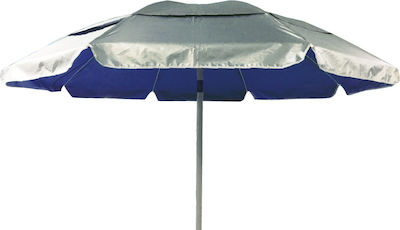 Solart Klappbar Strandsonnenschirm Durchmesser 2m mit UV Schutz und Belüftung Silver/Blue