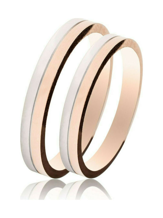 Handmade Wedding Ring in White and Rose Gold ( Single Piece )