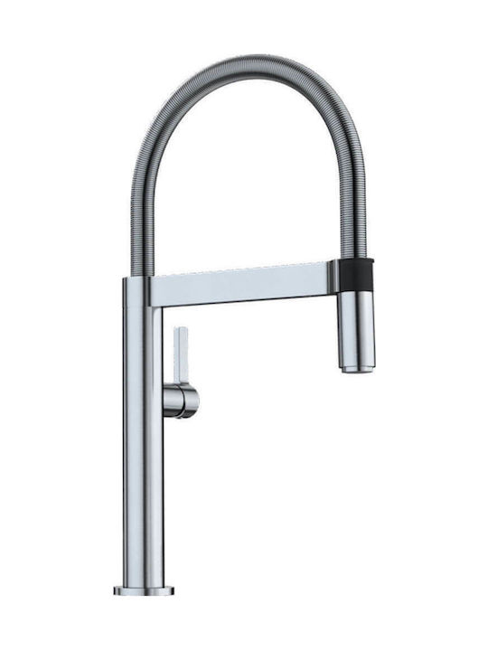 Blanco Culina-S Mini Tall Kitchen Faucet Counter with Spiral Inox Silver