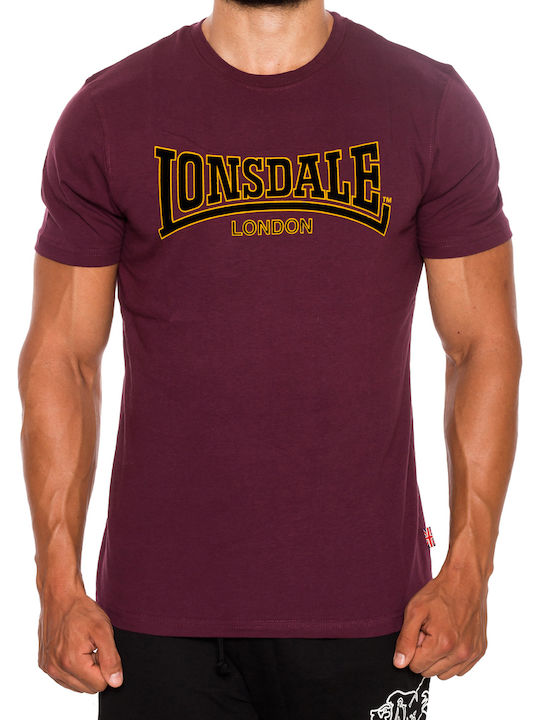 Lonsdale Classic Αθλητικό Ανδρικό T-shirt Oxblood με Λογότυπο