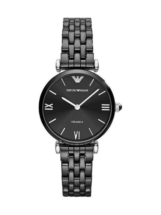 Emporio Armani Ceas de Damă cu Negru Brățară Metalică