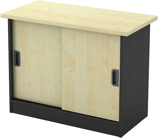 Дървен Офисен Шкаф С Ключалка Тъмносив / Бук 90x45x70см EO126,3