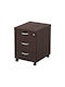 Office Storage Chipboard Drawer with Wheels, Lock & 3 Drawers Wenge L40xW48xH56cm