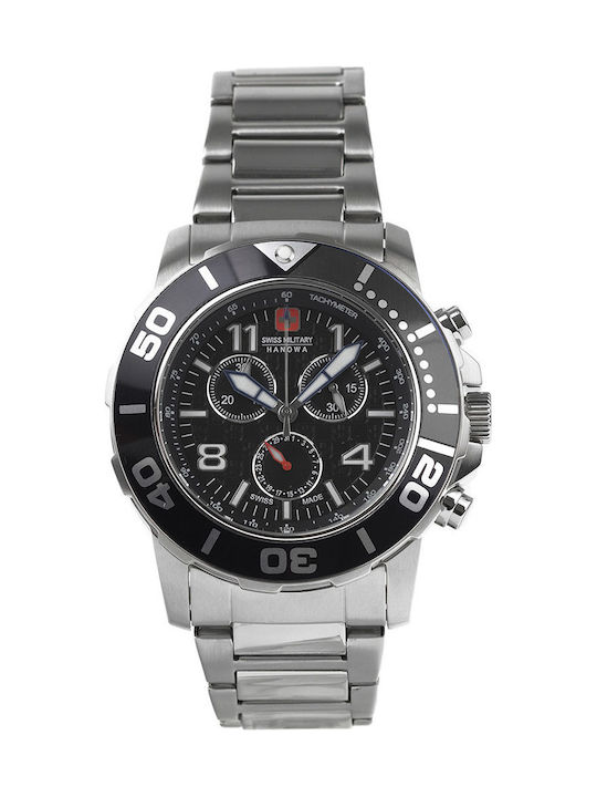 Swiss Military Hanowa Watch Chronograph Battery with Silver Metal Bracelet 06-5262.04.007.07