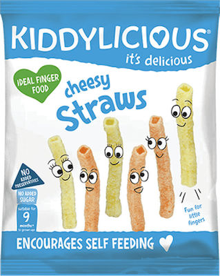 Kiddylicious Garnelen Cheesy Straws mit Geschmack Käse Zuckerfrei 12gr für 9+ Monate 1Stück