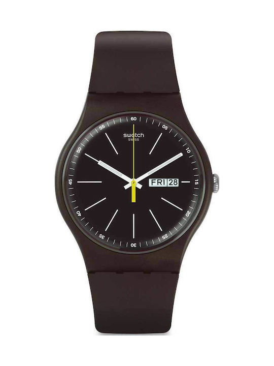 Swatch Blue Browny Ceas cu Maro Curea de Cauciuc