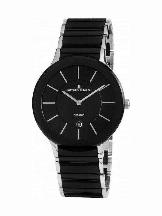 Jacques Lemans Men's Watch 40mm Battery with Black Metal Bracelet