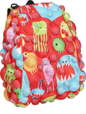 Madpax Bubble: Monsters Under The Red Halfpack Σχολική Τσάντα Πλάτης Δημοτικού σε Κόκκινο χρώμα