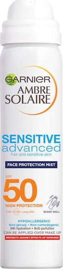 Garnier Ambre Solaire Sensitive Advanced Hydrating Αντηλιακό Mist Προσώπου SPF50 75ml