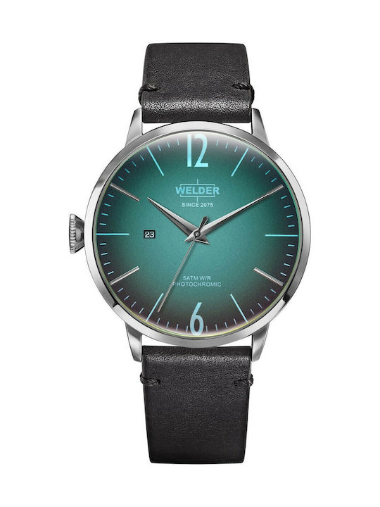 Welder Moody Watch Battery with Black Leather Strap