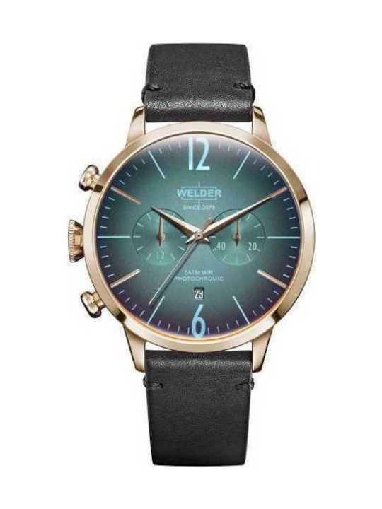 Welder Moody Watch Chronograph Battery with Black Leather Strap