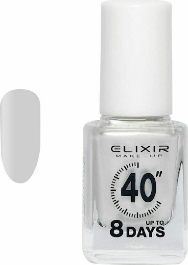 Elixir 40″ До 8 Дни Гланцов Дълготраен Лак За Нокти Бързо Съхнещ 005 Бял Перлен 13мл