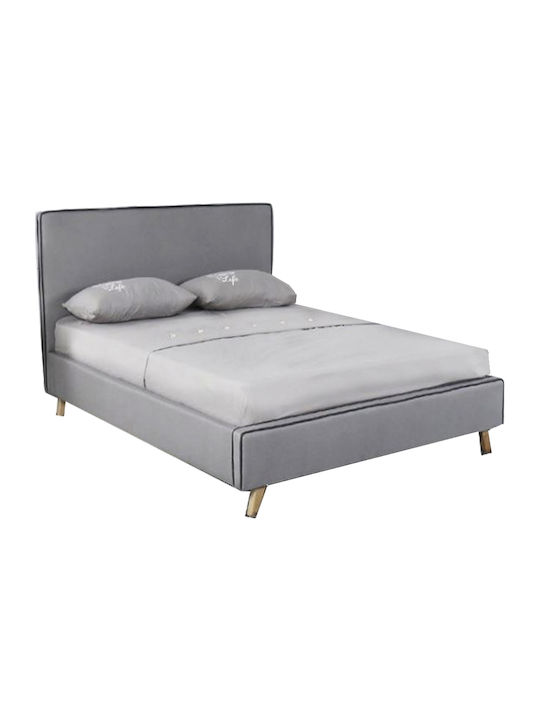 Morisson Κρεβάτι Υπέρδιπλο Επενδυμένο με Ύφασμα Light Grey με Τάβλες για Στρώμα 160x200cm