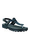 Leather Women's Flat Sandals Anatomic with Strap in Black Color