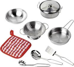 Goki Cooking Toy / Kitchen Utensils Set Stainless Steel Kitchenware for 3+ Years Old 9pcs 51730