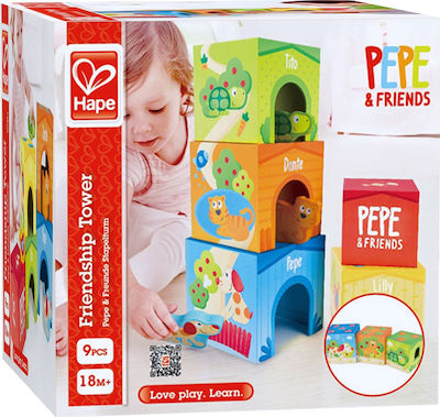 Hape Activity Cube Κύβοι Πύργος Οι Φίλοι του Pepe for 18++ Months