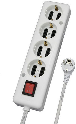 CHaralampidis Power Strip 4 Positions with Switch and Cable 5m