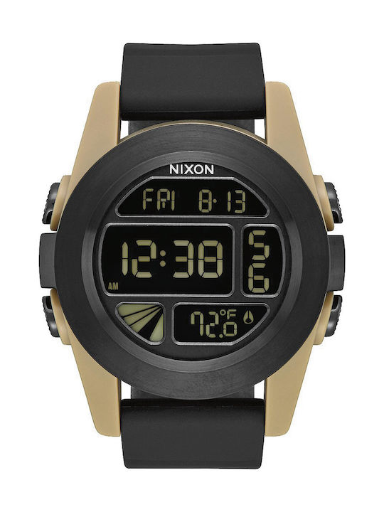 Nixon Unit Digital Uhr Chronograph Batterie mit Schwarz Kautschukarmband